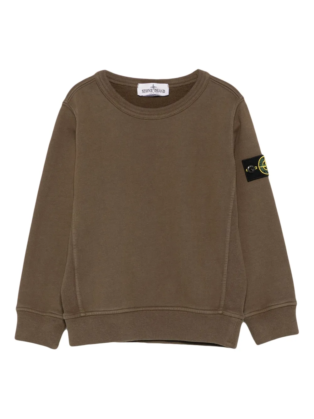 Stone Island Junior logo-patch crew-neck sweatshirt Groen