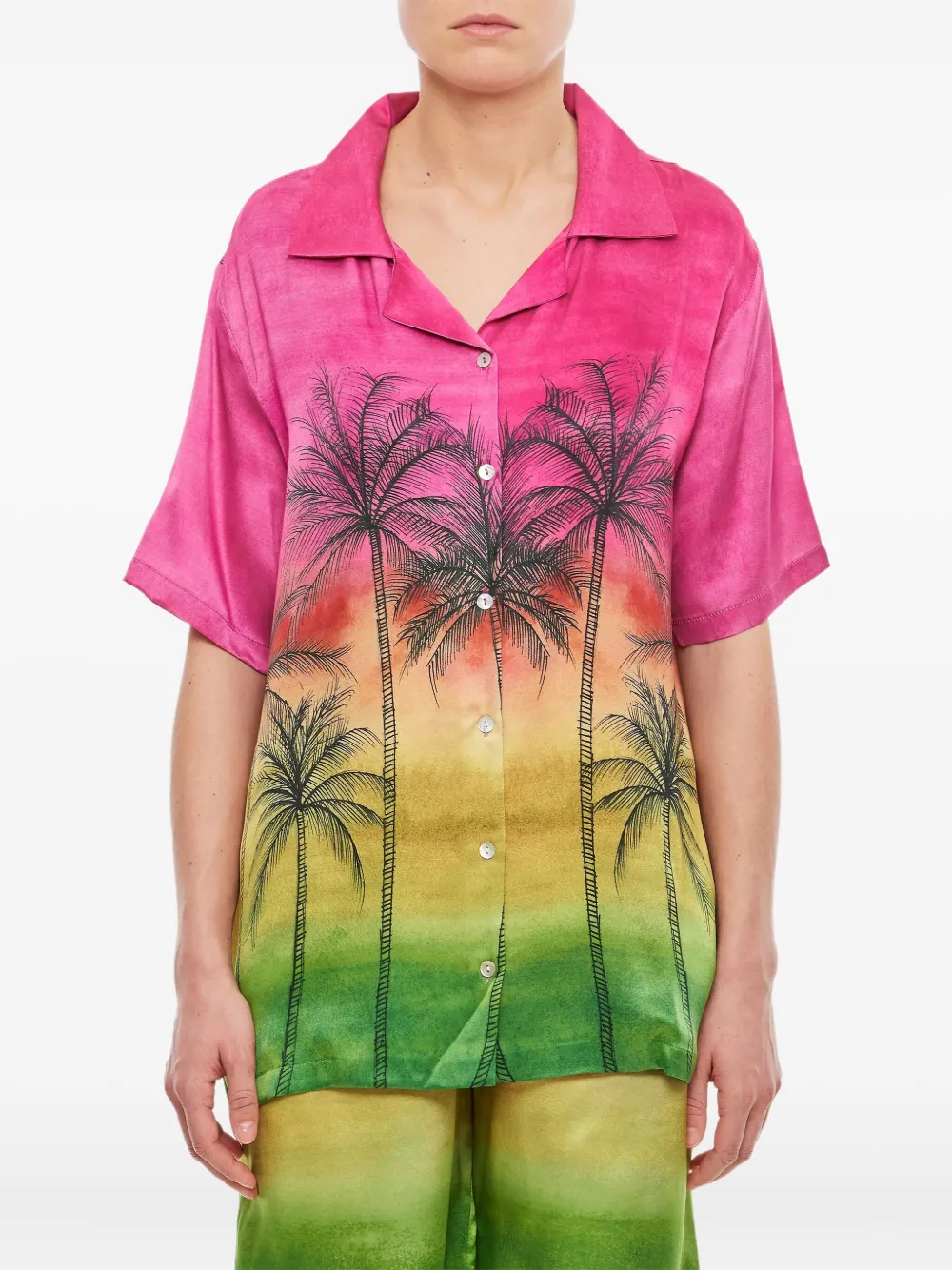 Gio Giovanni Gerosa Palm-print Button-fastening Shirt In Pink