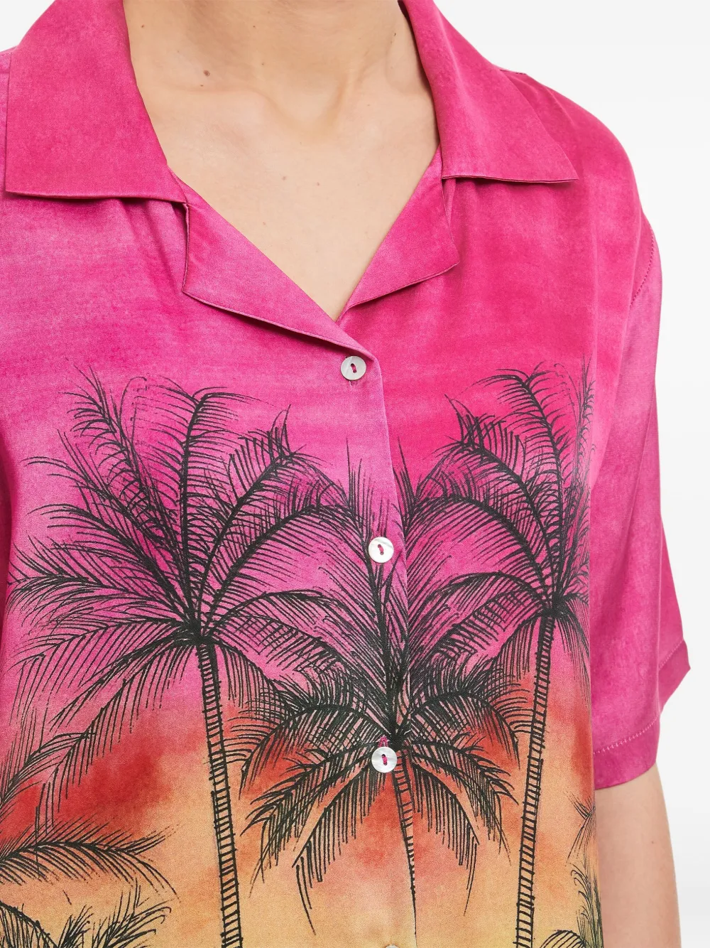 Gio Giovanni Gerosa Palm-print Button-fastening Shirt In Pink