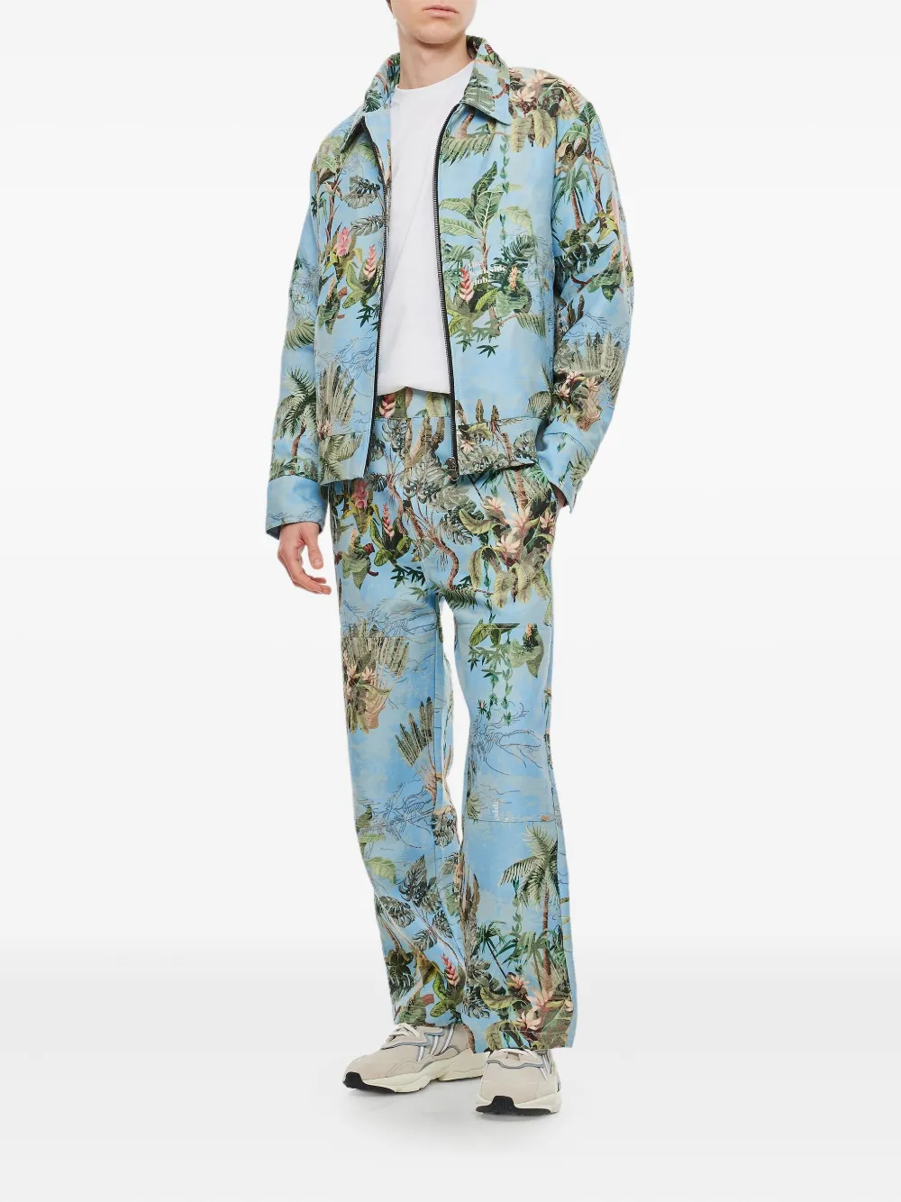 BACKSIDE CLUB tropical-print zip-fly trousers - Blauw