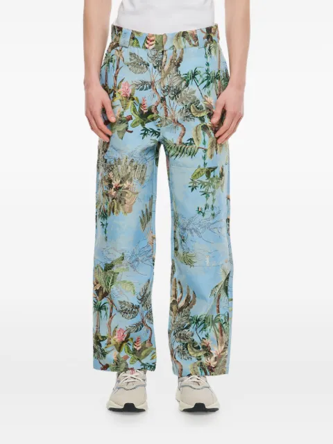 BACKSIDE CLUB tropical-print zip-fly trousers