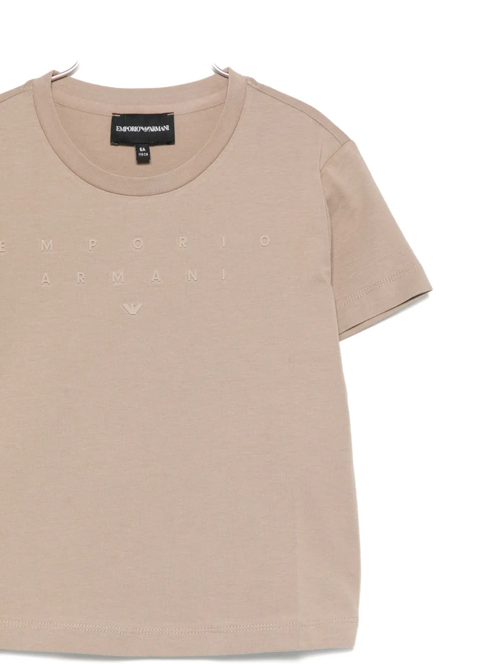 Emporio Armani Kids Katoenen T-shirt met logopatch Beige