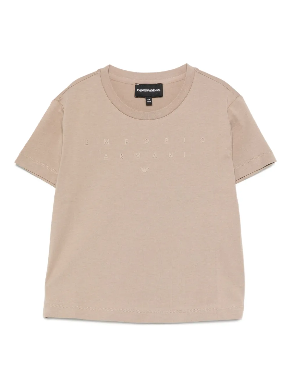 Emporio Ar i Kids logo-appliqué cotton T-shirt Beige
