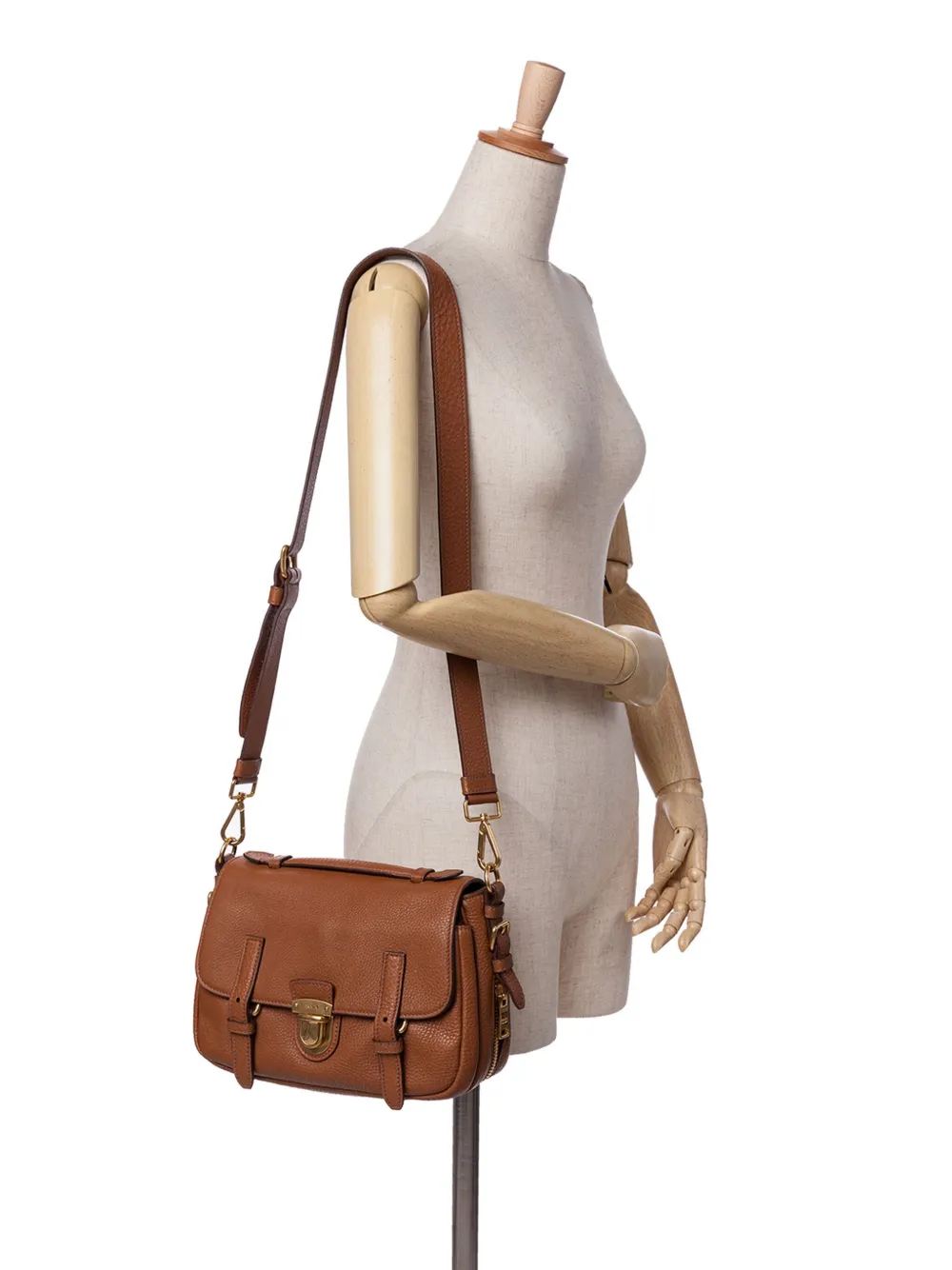 Prada Pre-Owned 2000-2024 Vitello Daino Push Lock Double Buckle Messenger Bag satchel | Pre-Owned | Image 2