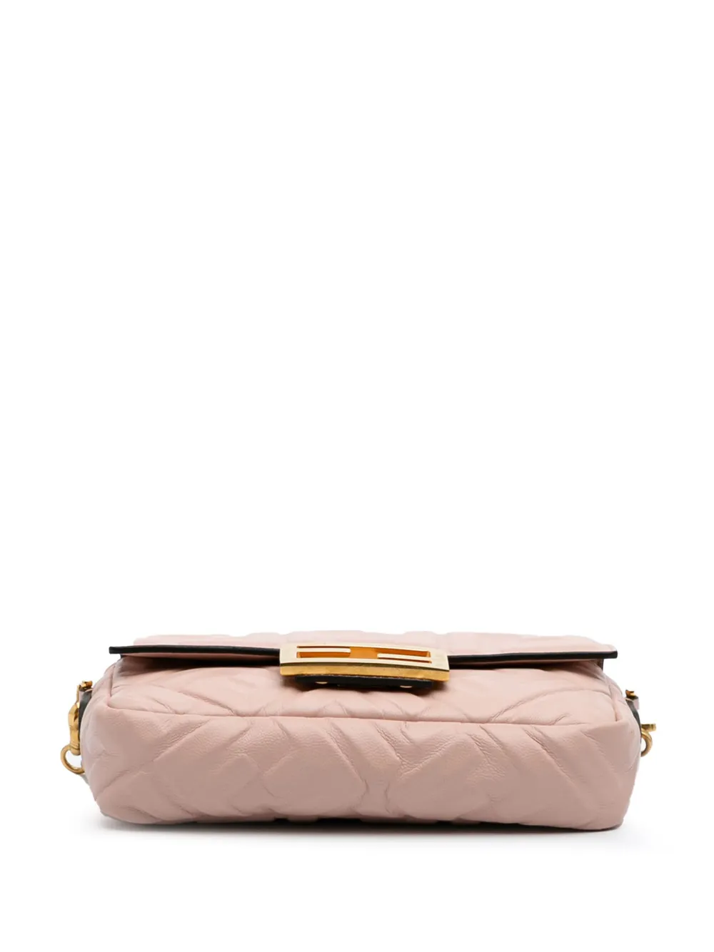 Pre-owned Fendi 2000-2010 Mini Zucca Embossed Leather Baguette Satchel