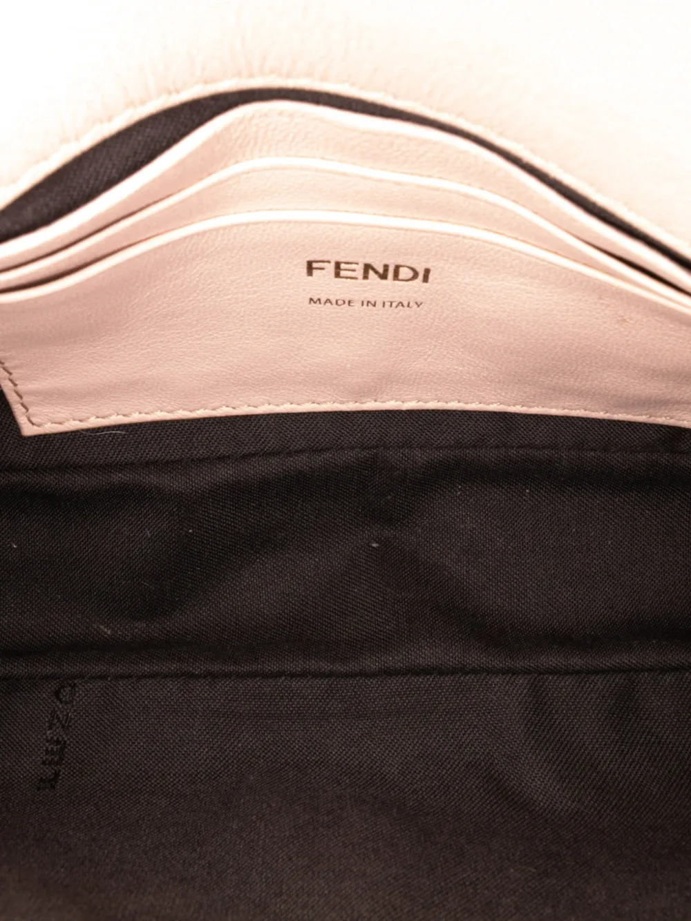 Pre-owned Fendi 2000-2010 Mini Zucca Embossed Leather Baguette Satchel
