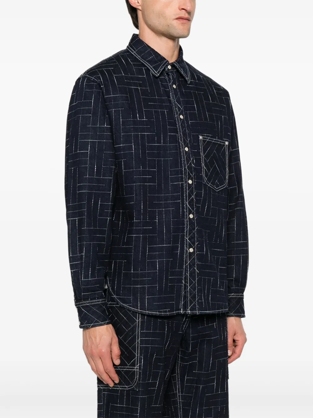 Kenzo Overhemd met geometrisch patroon Blauw