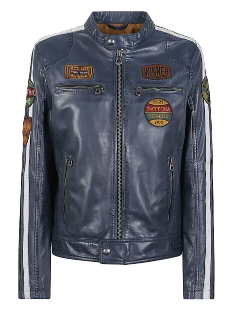 Daytona 73 racing-patch leather jacket