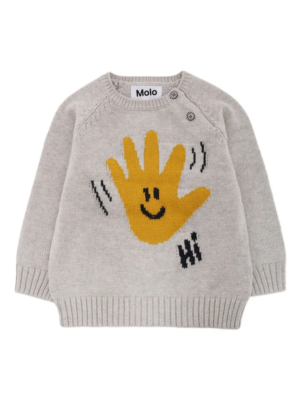 Molo Bless trui met smileyprint Grijs