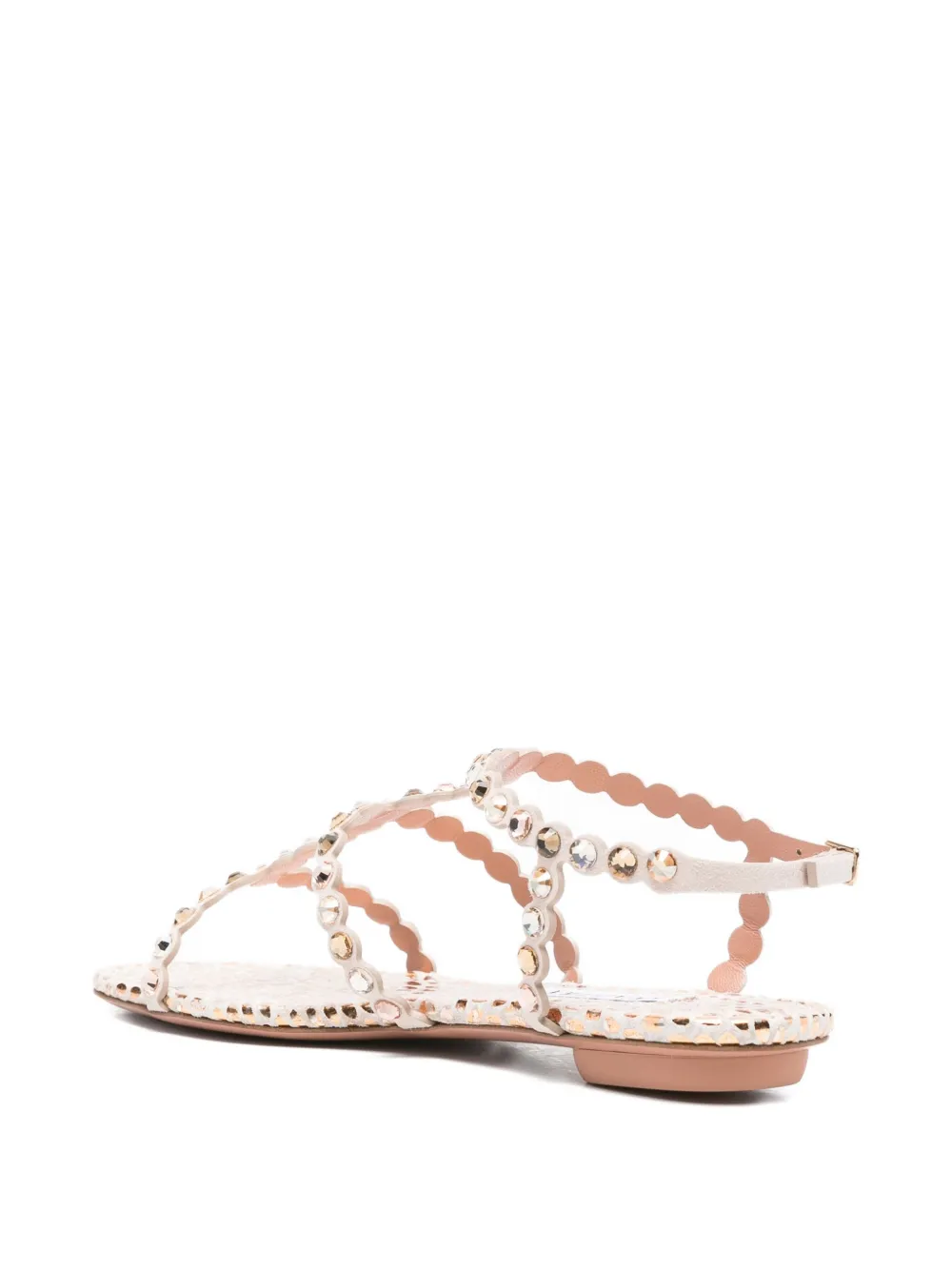 Aquazzura Tequila scalloped rhinestone-embellished sandals Neutrals