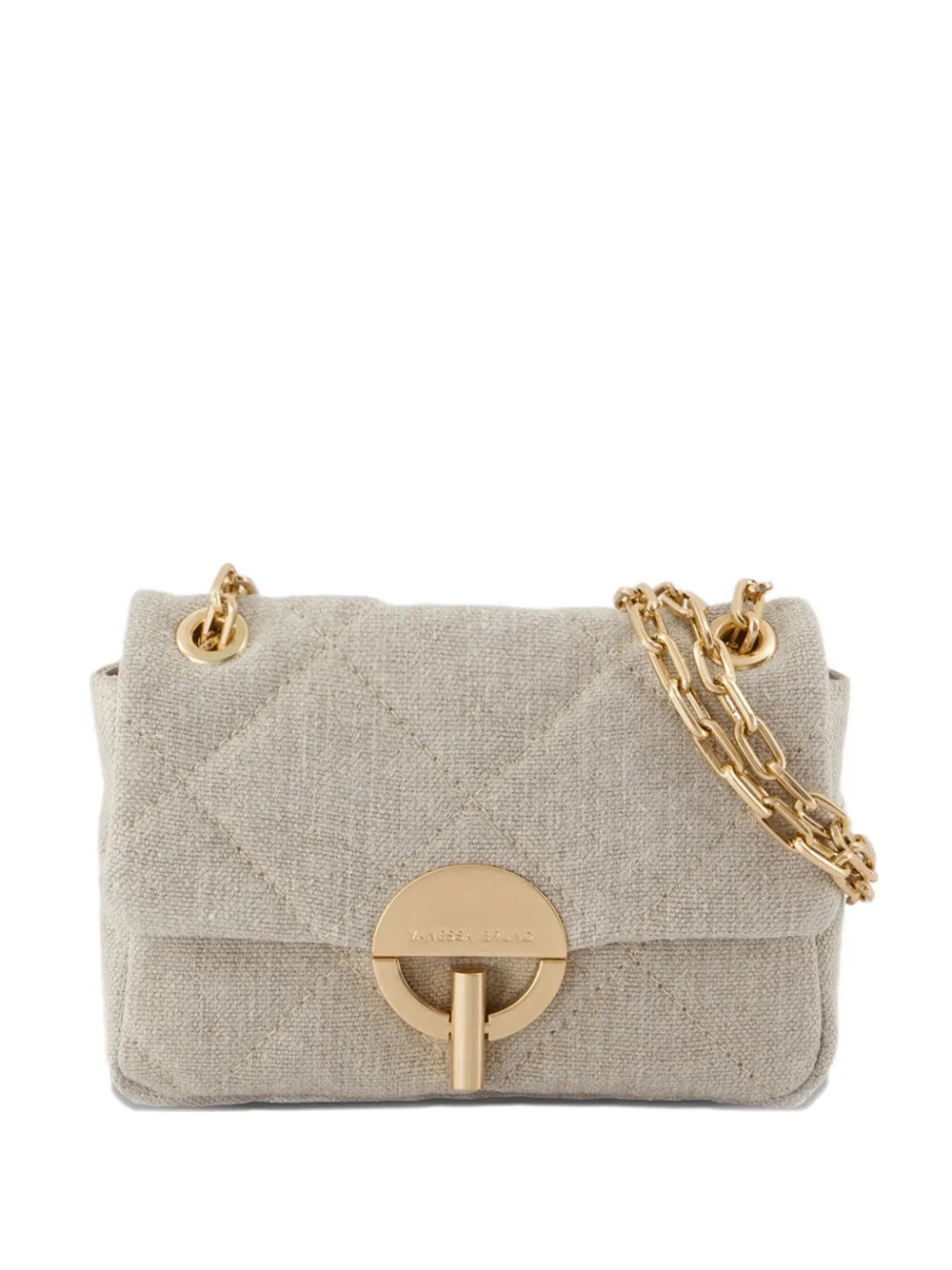 Vanessa Bruno Linen Quilted Shoulder Bag In Neutral