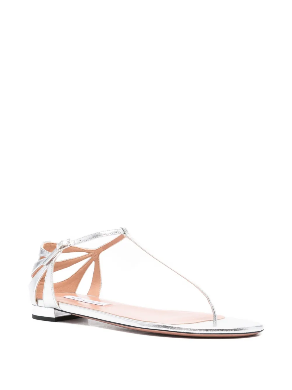Aquazzura Frida leather T-bar flat sandals Silver