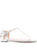Aquazzura Frida leather T-bar flat sandals - Silver