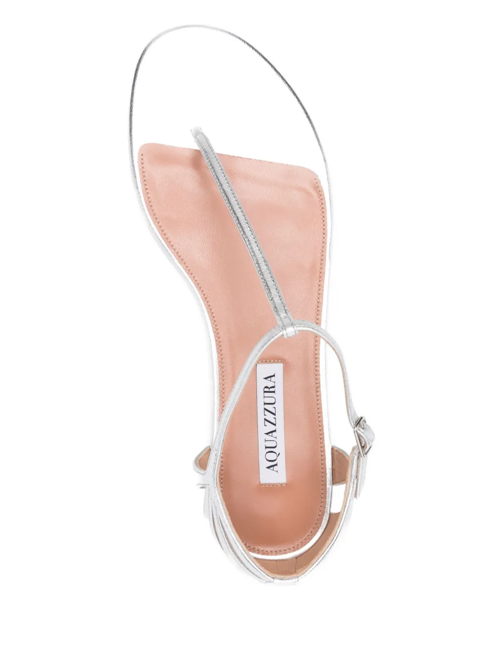 Aquazzura Frida leather T-bar flat sandals Silver