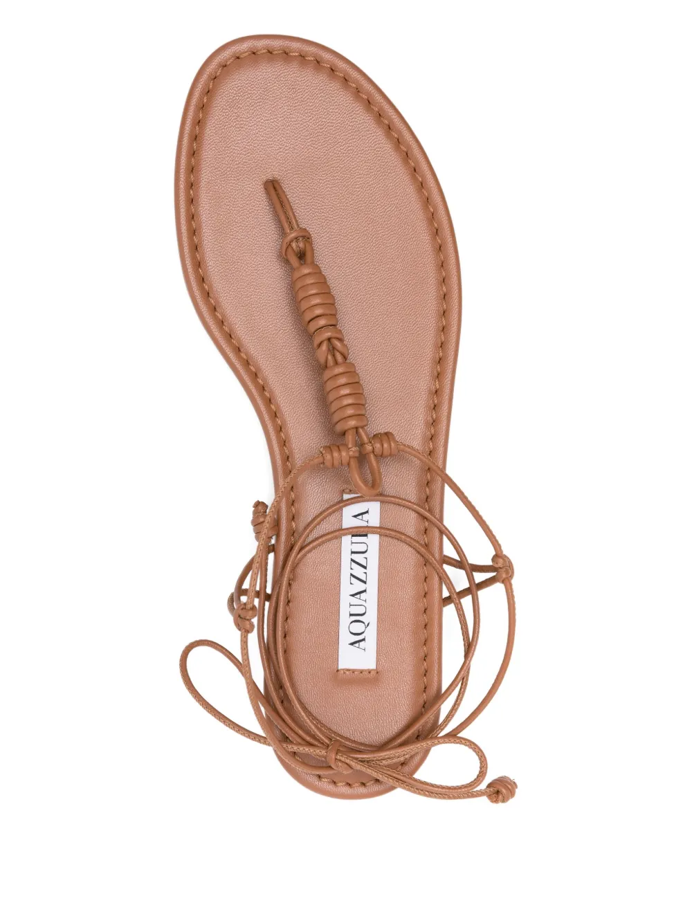 Aquazzura Oaxaca knotted leather flat sandals Brown