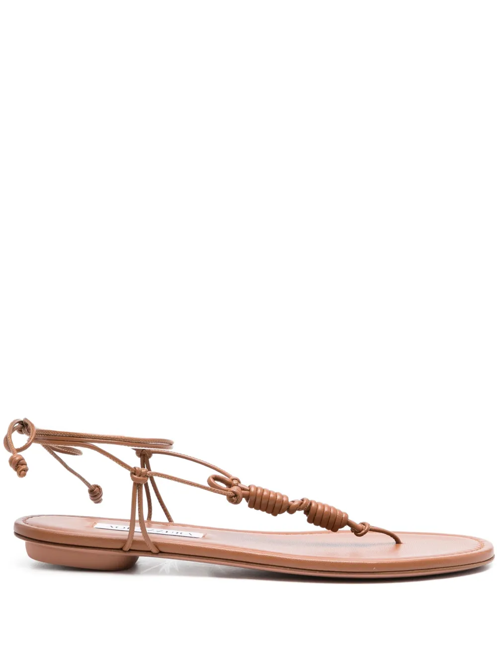 Aquazzura Oaxaca knotted leather flat sandals Brown