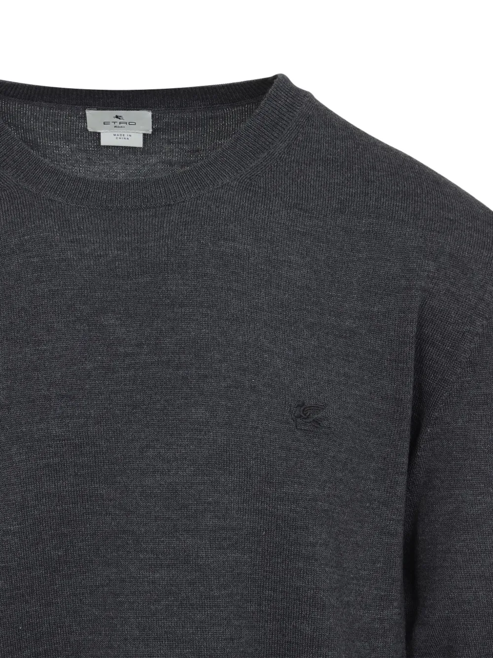 ETRO Pegasus-embroidered crew-neck sweater Grijs