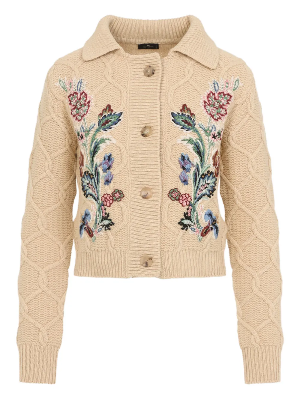 ETRO floral-embroidered cardigan Beige