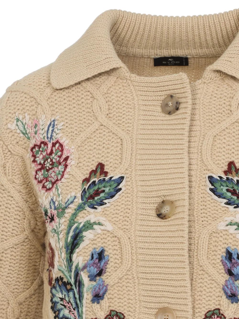 ETRO floral-embroidered cardigan Beige