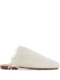 THIBAULT VAN DER STRAETE frayed alpaca-leather flat mules - White