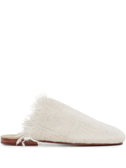 THIBAULT VAN DER STRAETE frayed alpaca-leather flat mules