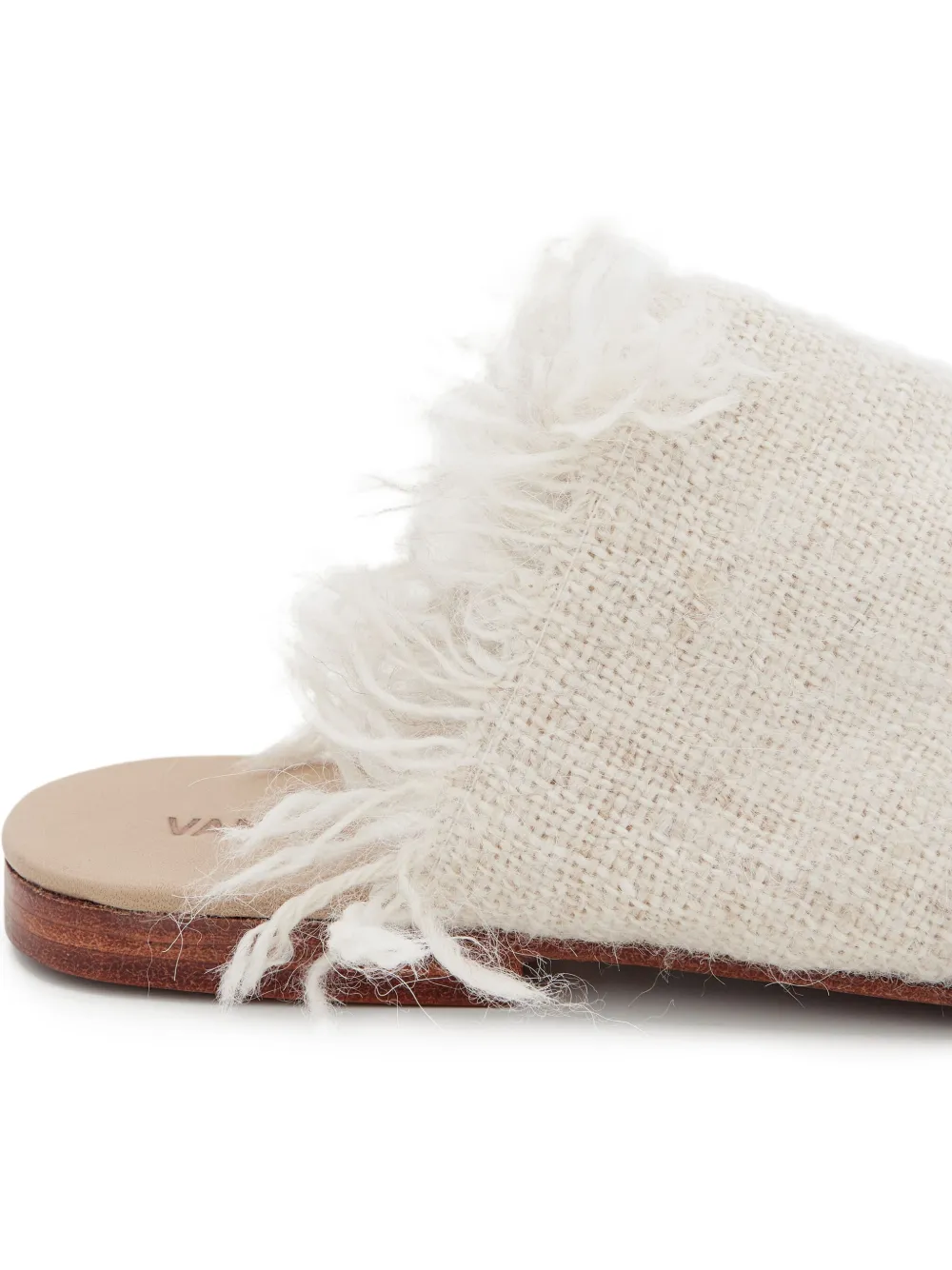 Thibault Van Der Straete Frayed Alpaca-leather Flat Mules In White