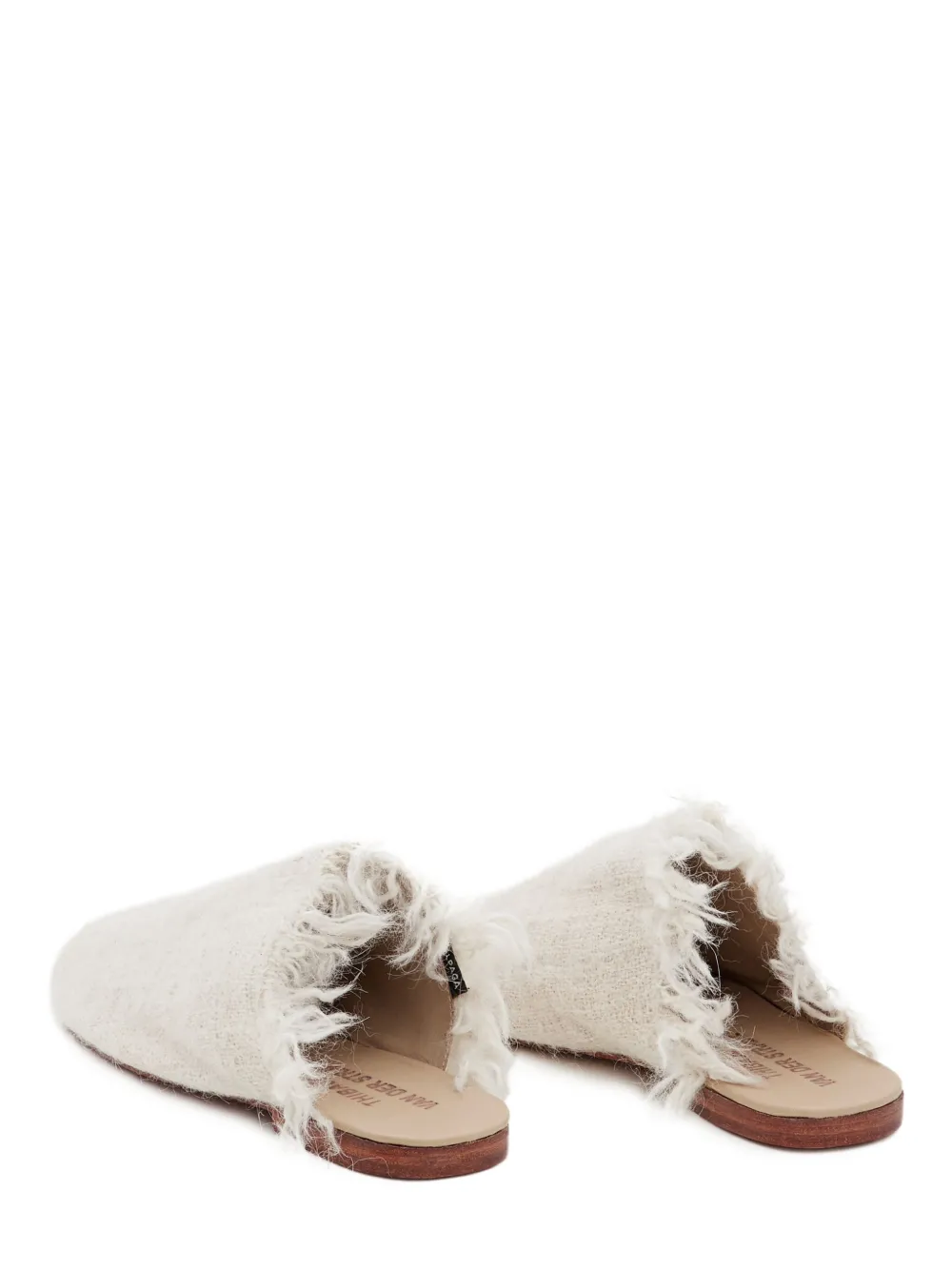 Thibault Van Der Straete Frayed Alpaca-leather Flat Mules In White