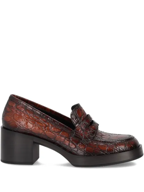 LA ROSE Cristin crocodile-embossed loafers