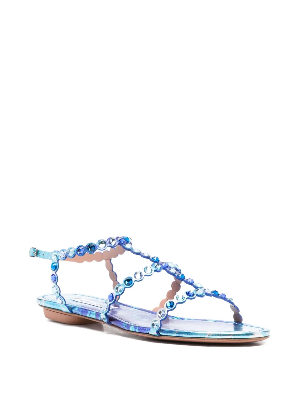 Aquazzura Tequila crystal-embellished leather sandals Blue