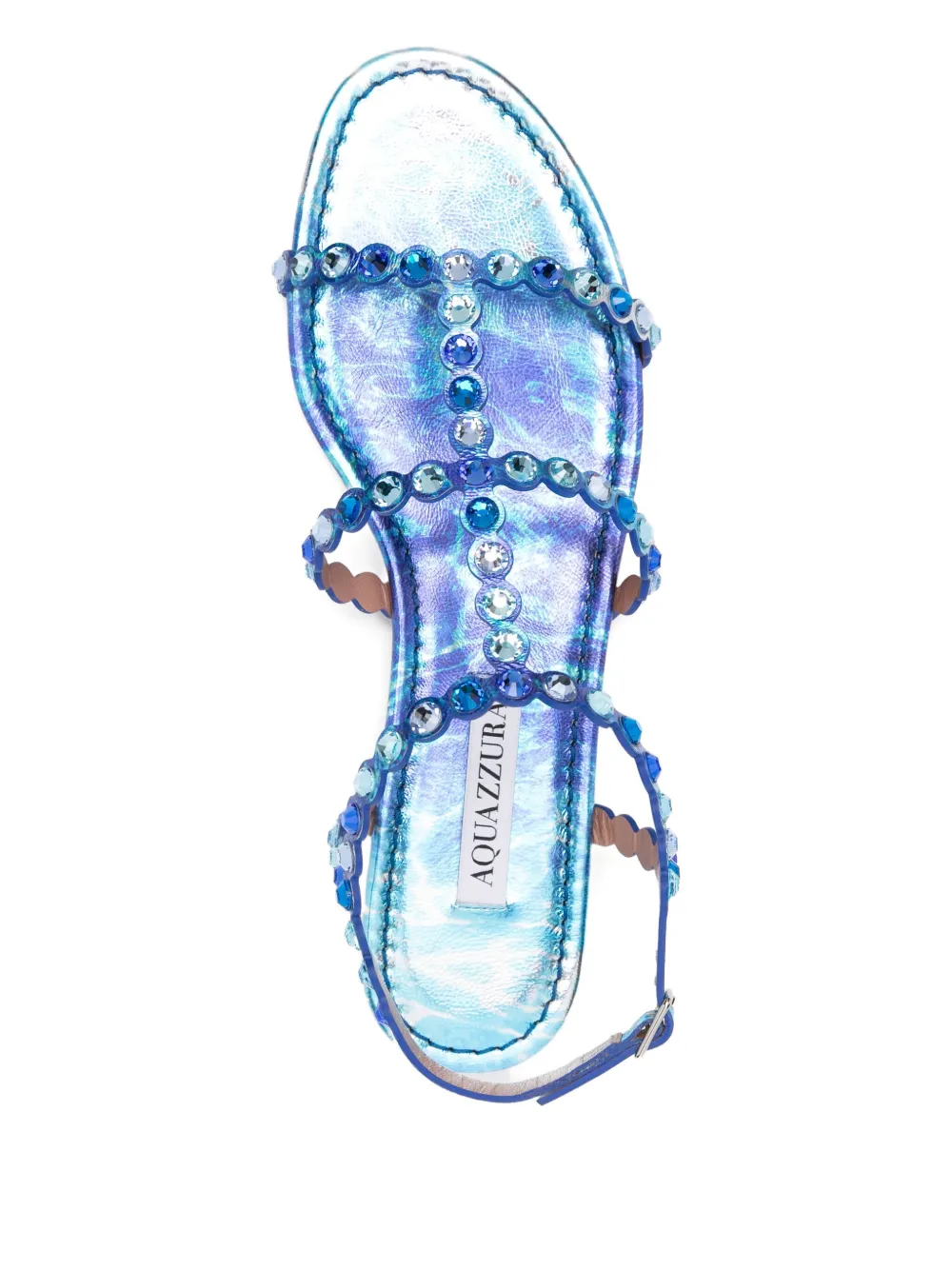 Aquazzura Tequila crystal-embellished leather sandals Blue