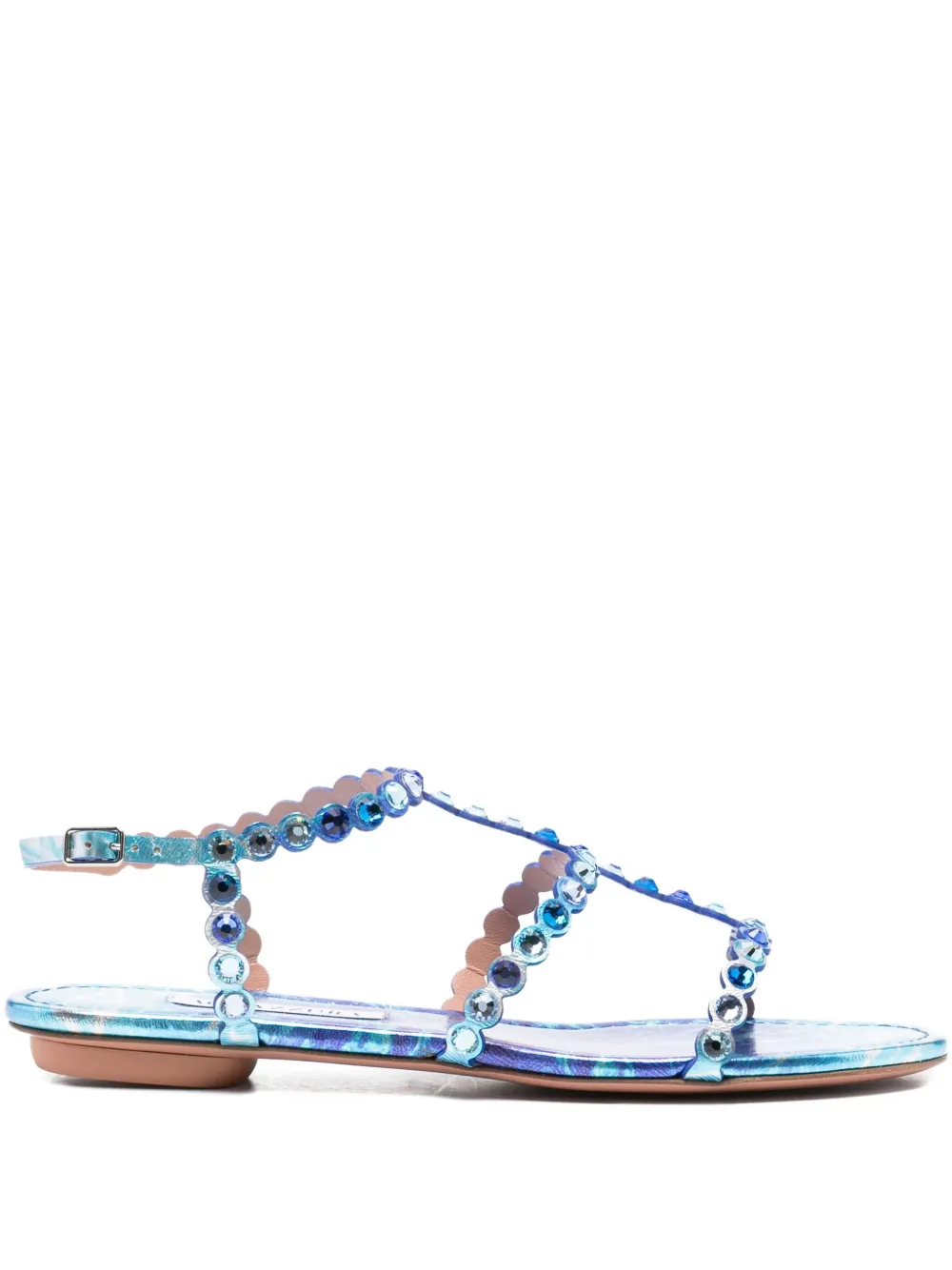 Aquazzura Tequila crystal-embellished leather sandals Blue