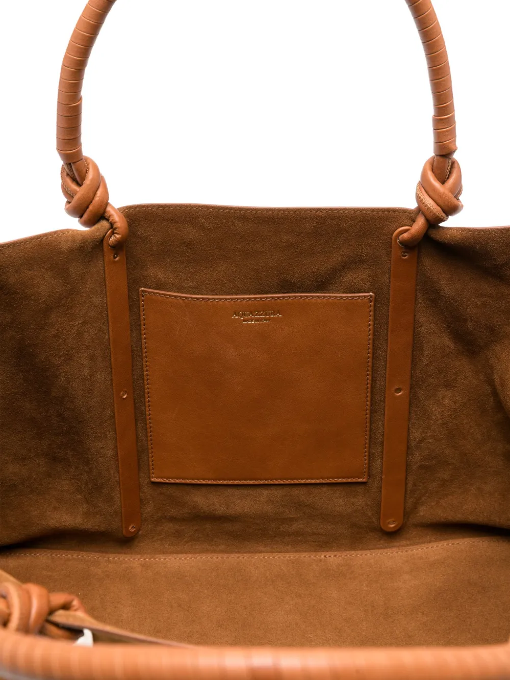 Aquazzura Muse suède shopper met geknoopte handgreep Bruin