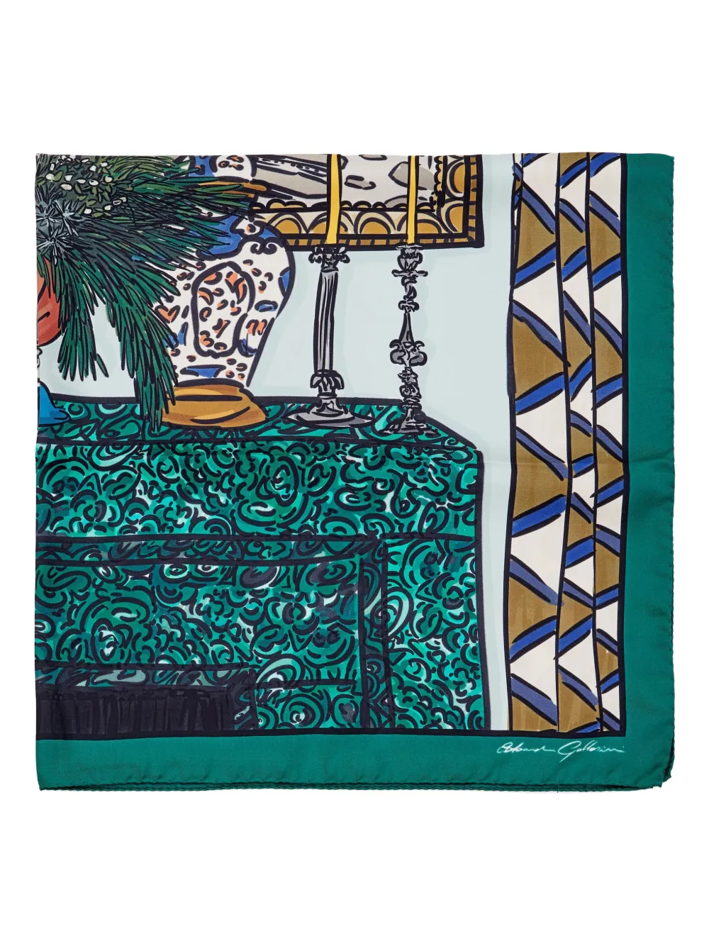 EDOARDO GALLORINI fireplace-print scarf Groen