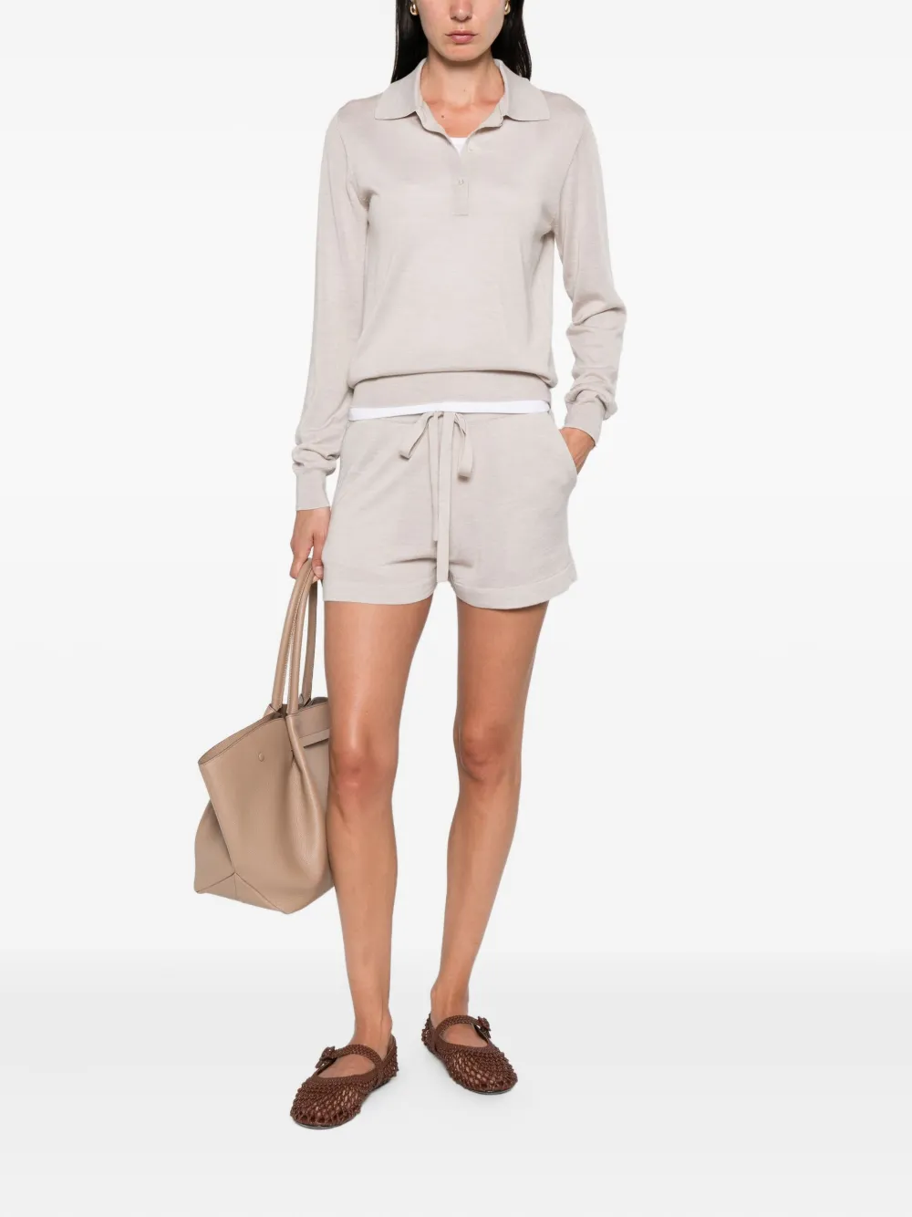 P.A.R.O.S.H. Shorts met trekkoordtaille Beige