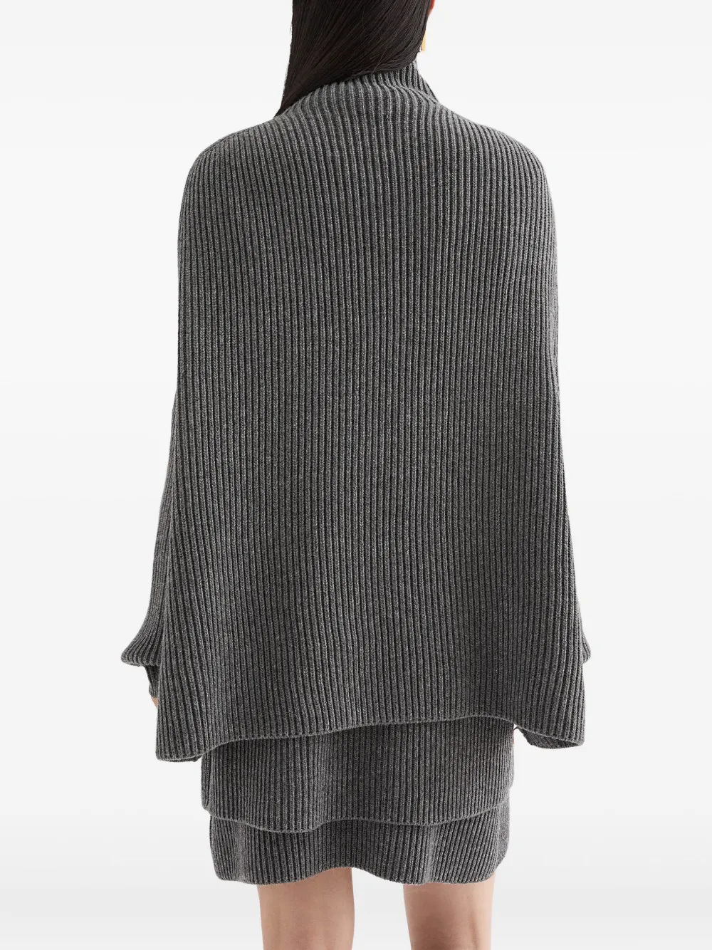 Jil Sander Geribbelde cape met hoge hals Grijs