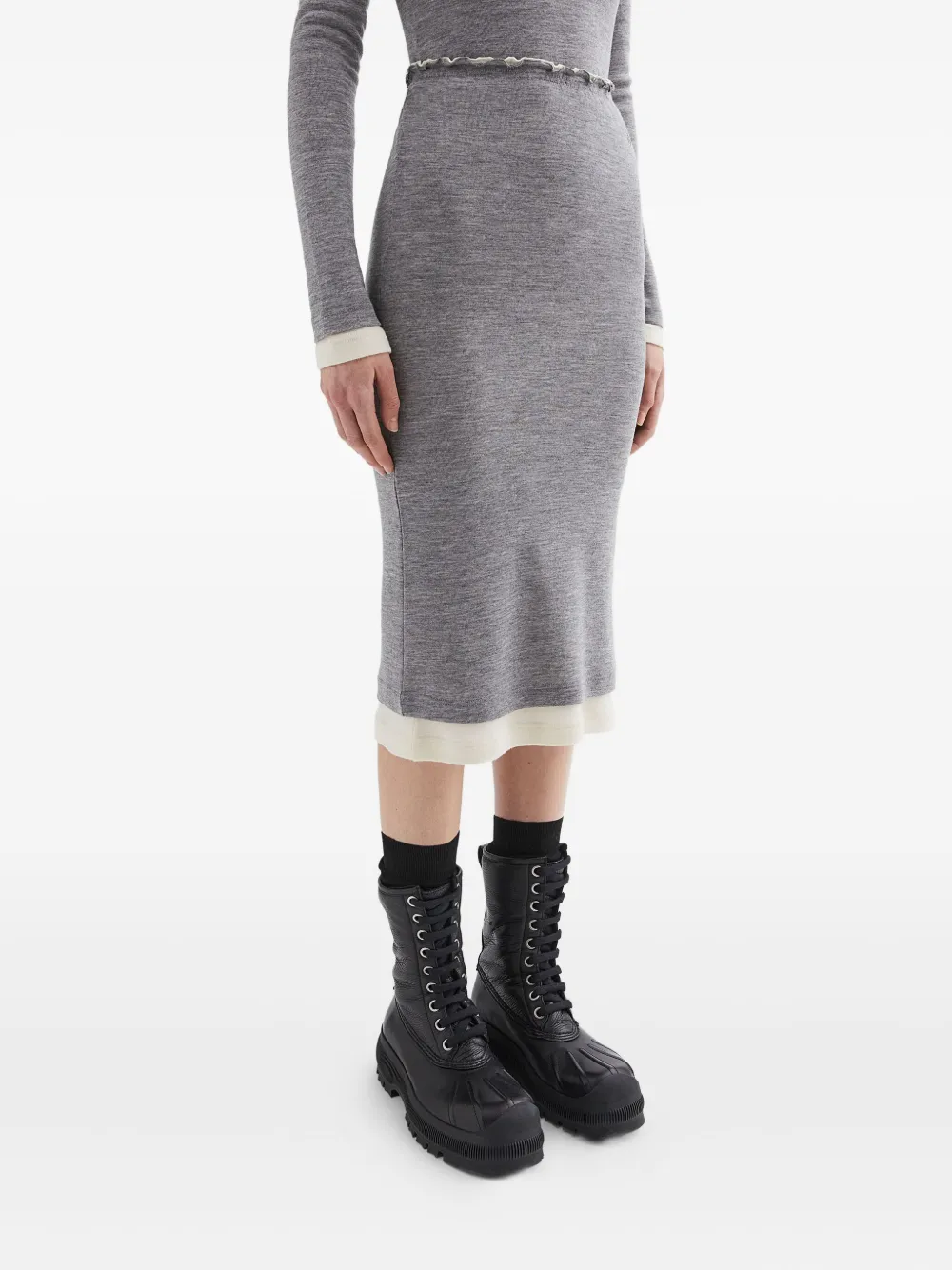 Jil Sander Lichtgewicht wollen gelaagde rok 924