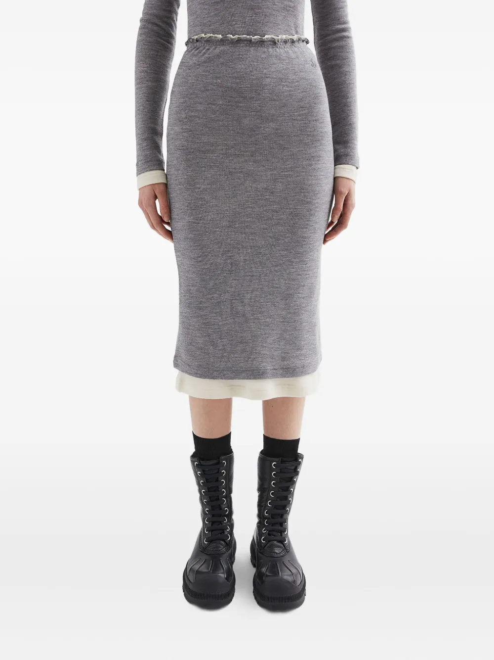 Jil Sander Lichtgewicht wollen gelaagde rok 924