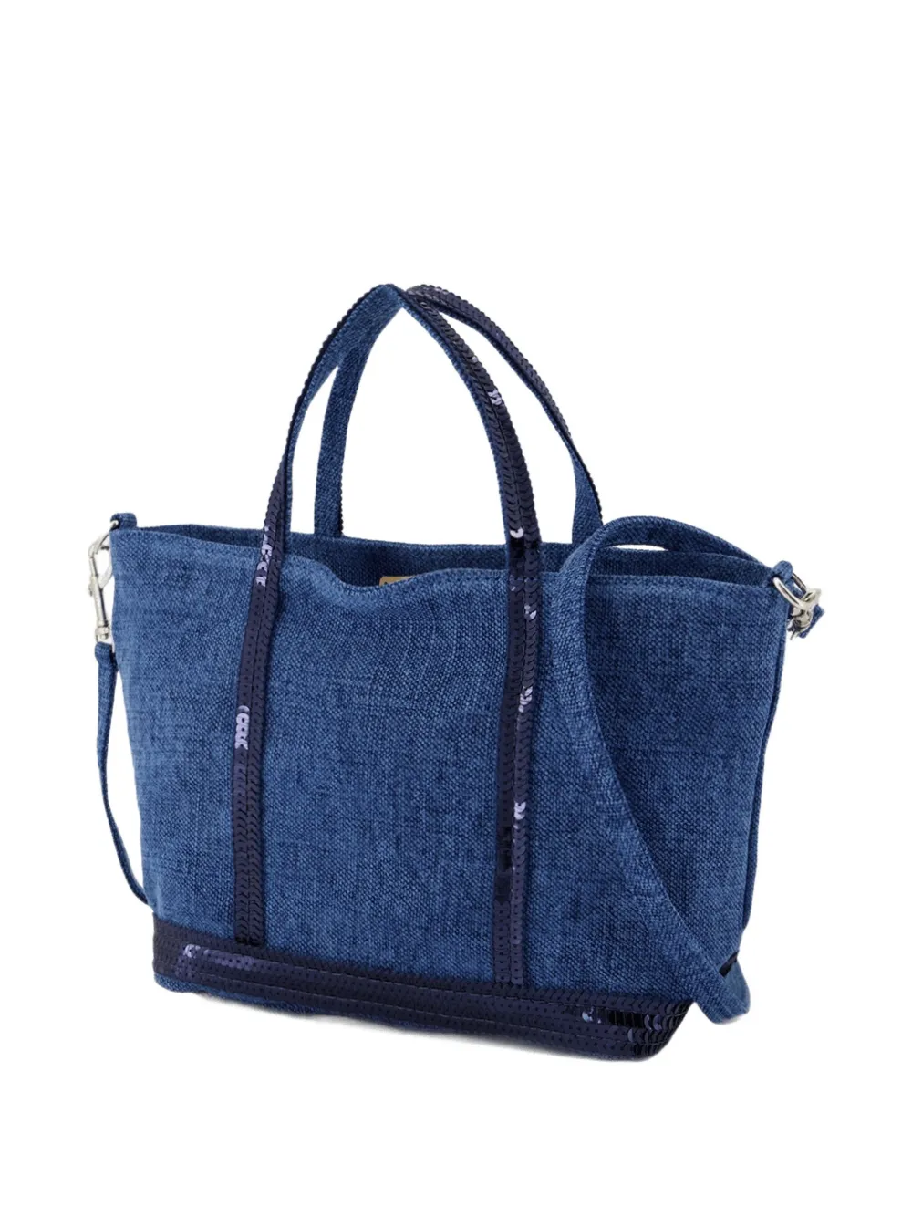 Vanessa Bruno Cabas linnen shopper met pailletten Blauw