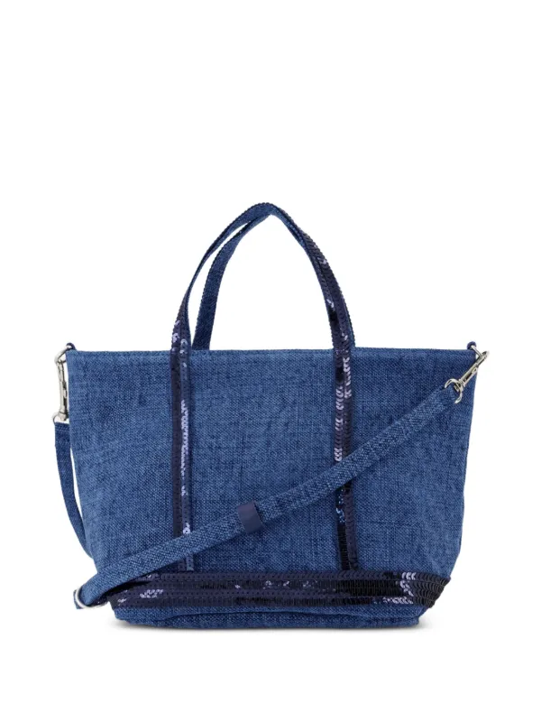 Vanessa Bruno Cabas sequin-embellished Linen Tote Bag Blue FARFETCH IN