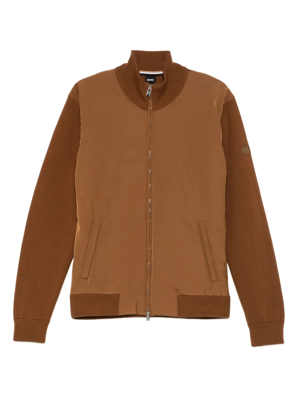 BOSS knitted-panel zip-up jacket | Brown | Image 1