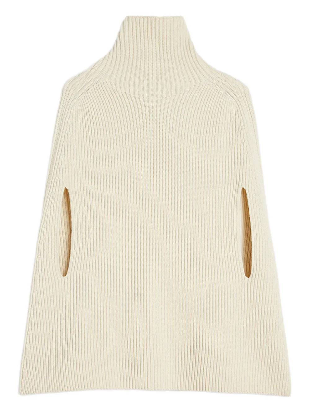 Jil Sander Geribbelde cape met hoge hals Beige