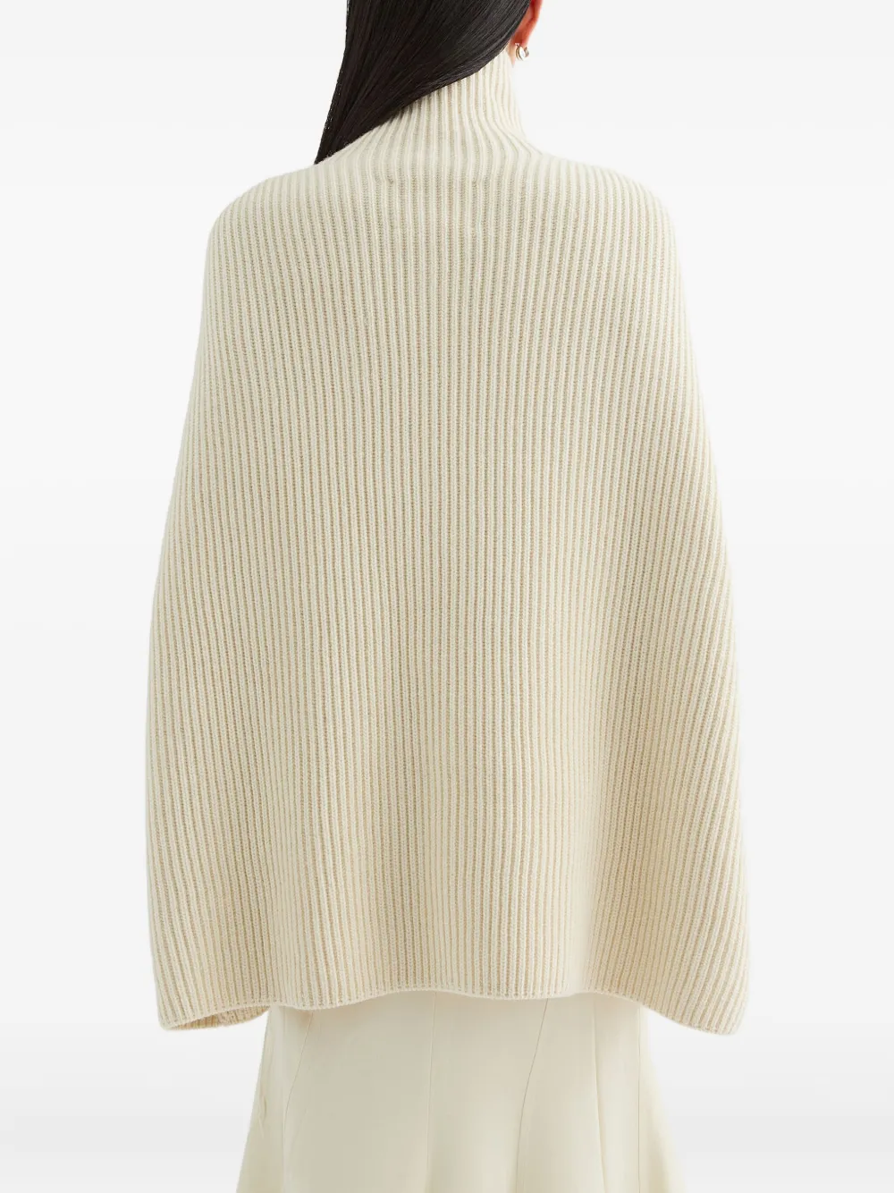 Jil Sander Geribbelde cape met hoge hals Beige