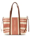 Vanessa Bruno striped leather-trimmed tote bag - Neutrals