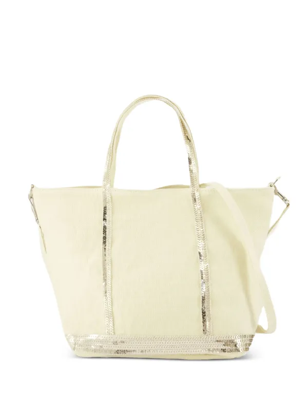 Vanessa Bruno Small Cabas sequin-trimmed Tote Bag Neutrals