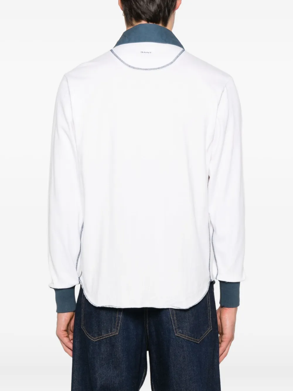 Gant Poloshirt met contrasterende kraag en lange mouwen Wit