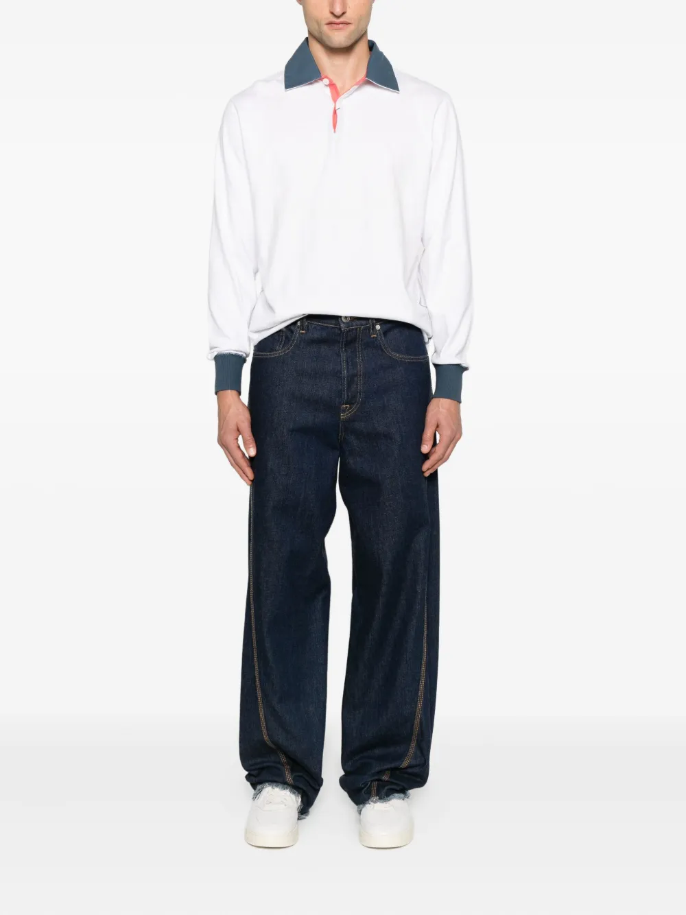Gant Poloshirt met contrasterende kraag en lange mouwen Wit