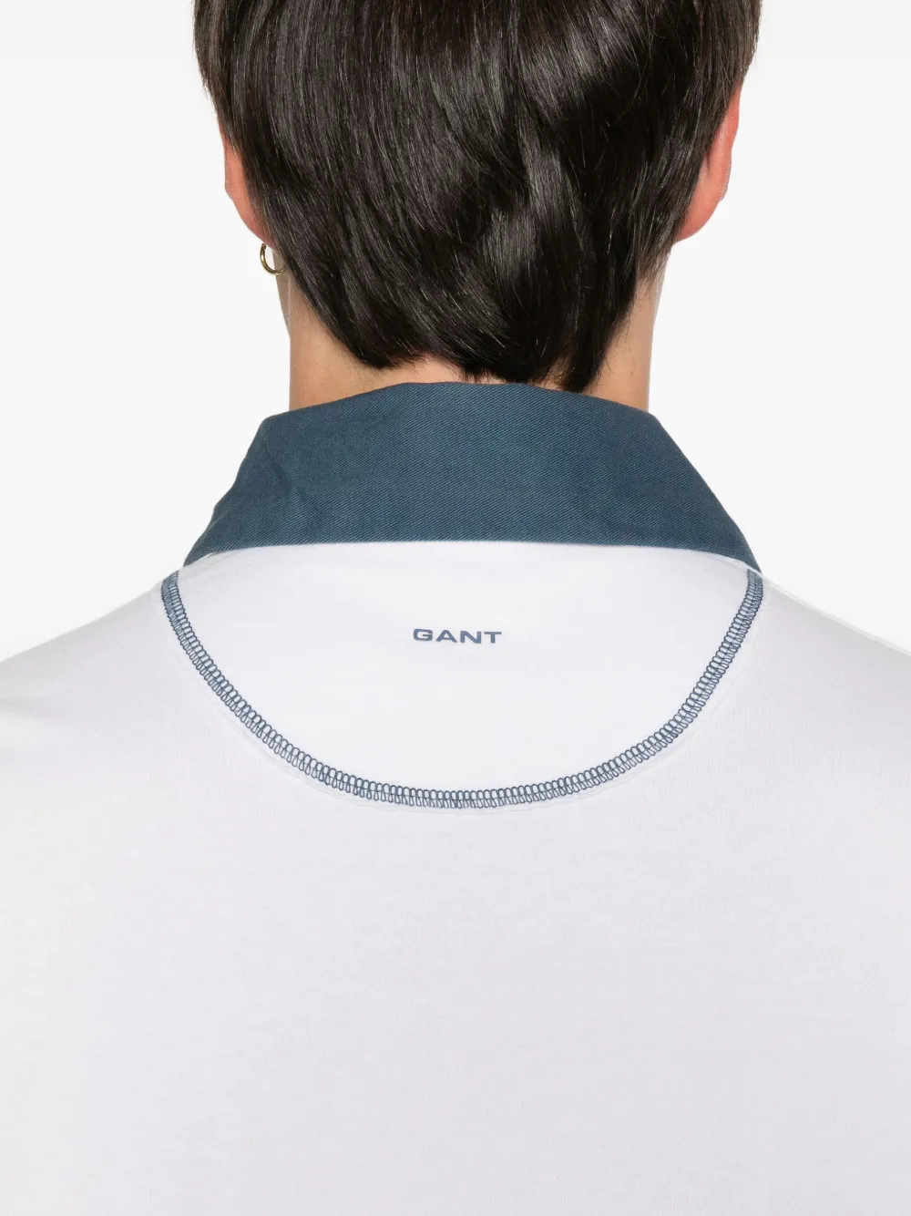 Gant Poloshirt met contrasterende kraag en lange mouwen Wit