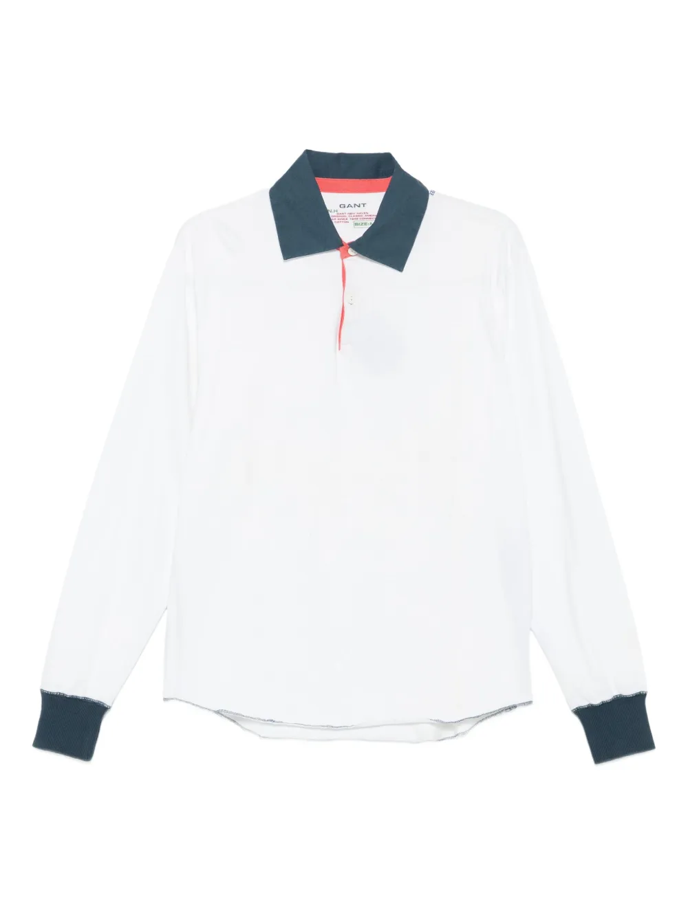 Gant Poloshirt met contrasterende kraag en lange mouwen Wit