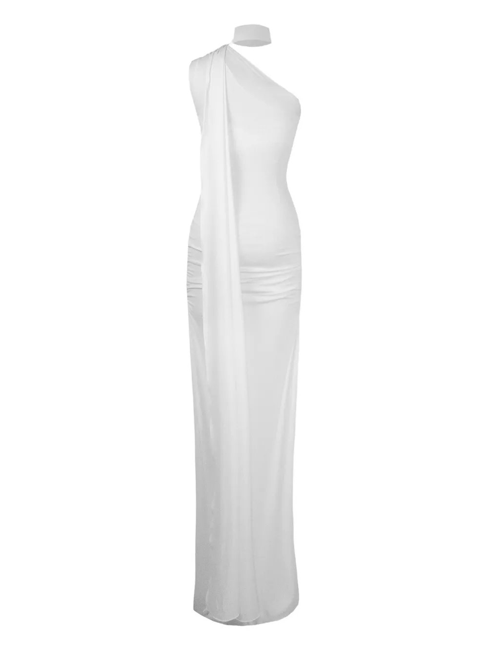 DEFAÏENCE Anqa one-shoulder ring-detail maxi dress - Wit