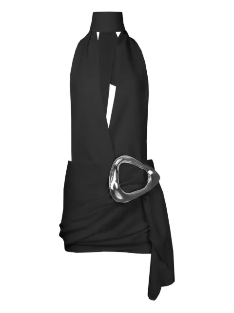 DEFAÏENCE wrap-up halter-neck mini dress